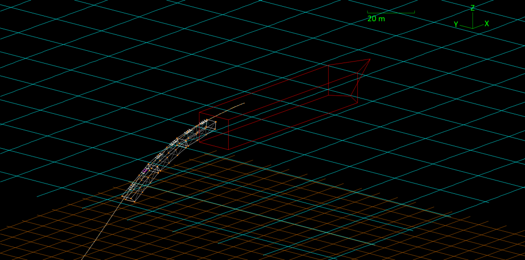 Wire frame 3D view of a pipelay stinger