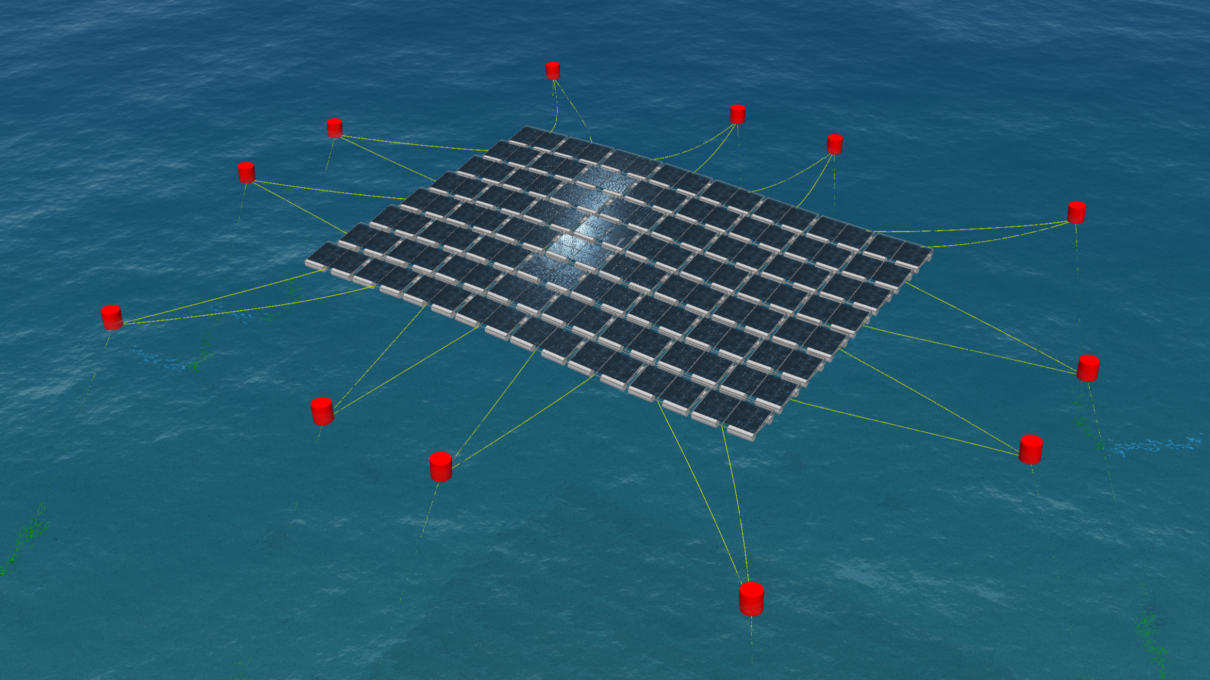 OrcaFlex model of a floating photovoltaic (FPV) array