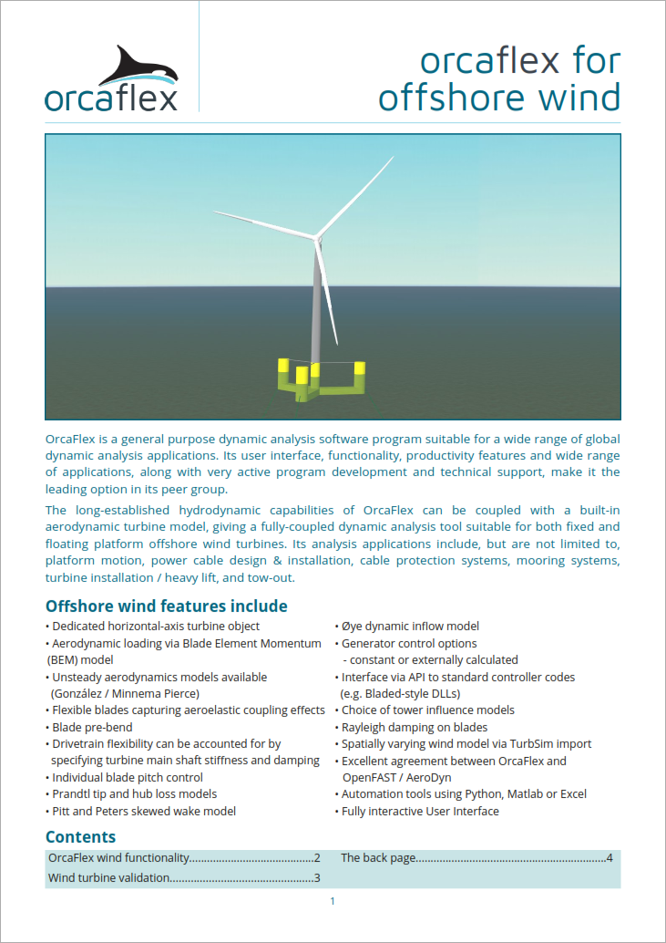 OrcaFlex for offshore wind flier