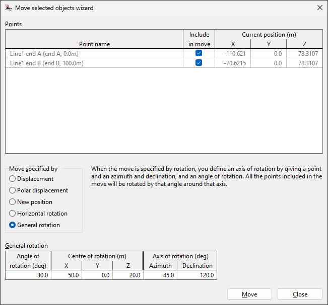Rotate objects around an arbitrary axis using the move objects wizard